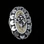 VINTAGE Oval Silvertone Eloxal Mother of Pearl Raised Floral SCARF CLIP - Pretty