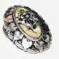 VINTAGE Oval Silvertone Eloxal Mother of Pearl Raised Floral SCARF CLIP - Pretty
