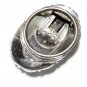 VINTAGE Oval Silvertone Eloxal Mother of Pearl Raised Floral SCARF CLIP - Pretty
