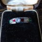 Vintage 1960-s Sterling Silver Multicolor Band Ring Size Uk P , US 7.5, 2.45g