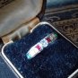 Vintage 1960-s Sterling Silver Multicolor Band Ring Size Uk P , US 7.5, 2.45g