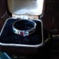 Vintage 1960-s Sterling Silver Multicolor Band Ring Size Uk P , US 7.5, 2.45g