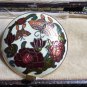 VINTAGE Handmade Goldtone Green/Pink Champleve Enamel Floral & Butterfly Brooch.