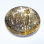 VINTAGE Handmade Goldtone Green/Pink Champleve Enamel Floral & Butterfly Brooch.