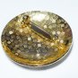 VINTAGE Handmade Goldtone Green/Pink Champleve Enamel Floral & Butterfly Brooch.