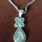 Vintage 1950-s 925 Sterling Silver Celtic Rose Quartz Pendant on Chain - 5.94 g