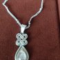 Vintage 1950-s 925 Sterling Silver Celtic Rose Quartz Pendant on Chain - 5.94 g