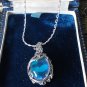 Vintage 1970-s Sterling Silver Beautiful Blue Glass Stone Necklace on Chain.
