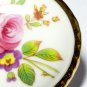 VINTAGE Large Oval Gilt Edge White Ceramic/Pot Pink Floral Printed BROOCH