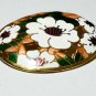VINTAGE 1990 Large Goldtone Oval White/Green/Pink Champleve Enamel Floral BROOCH