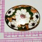 VINTAGE 1990 Large Goldtone Oval White/Green/Pink Champleve Enamel Floral BROOCH