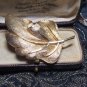 VINTAGE Large Exquisite Signed Goldtone Textured Stylized Floral Leaf BROOCH.
