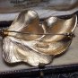 VINTAGE Large Exquisite Signed Goldtone Textured Stylized Floral Leaf BROOCH.