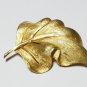 VINTAGE Large Exquisite Signed Goldtone Textured Stylized Floral Leaf BROOCH.