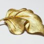 VINTAGE Large Exquisite Signed Goldtone Textured Stylized Floral Leaf BROOCH.
