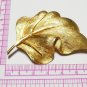 VINTAGE Large Exquisite Signed Goldtone Textured Stylized Floral Leaf BROOCH.
