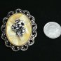 VINTAGE Blackened Rose Goldtone Faux MOP Raised Flowers SCARF RING CLIP - Rare!