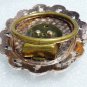 VINTAGE Blackened Rose Goldtone Faux MOP Raised Flowers SCARF RING CLIP - Rare!