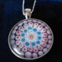 Vintage 1980-s 925 Silver Italian Millefiori Pendant on 16 inch Chain Hallmarked