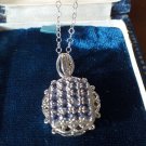 Vintage 1960-s Sterling Silver Tanzanite Necklace on Very Long Beautiful Chain.