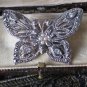 VINTAGE 1990-s PRETTY Silvertone Clear Crystal & Pearl Butterfly BROOCH
