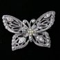 VINTAGE 1990-s PRETTY Silvertone Clear Crystal & Pearl Butterfly BROOCH