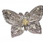 VINTAGE 1990-s PRETTY Silvertone Clear Crystal & Pearl Butterfly BROOCH