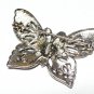 VINTAGE 1990-s PRETTY Silvertone Clear Crystal & Pearl Butterfly BROOCH