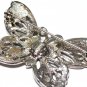 VINTAGE 1990-s PRETTY Silvertone Clear Crystal & Pearl Butterfly BROOCH