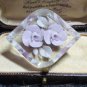 VINTAGE Pretty Clear Lilac & Pale Green Reversed Carved Lucite Floral BROOCH