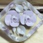 VINTAGE Pretty Clear Lilac & Pale Green Reversed Carved Lucite Floral BROOCH