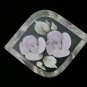 VINTAGE Pretty Clear Lilac & Pale Green Reversed Carved Lucite Floral BROOCH