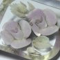 VINTAGE Pretty Clear Lilac & Pale Green Reversed Carved Lucite Floral BROOCH