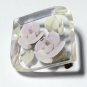 VINTAGE Pretty Clear Lilac & Pale Green Reversed Carved Lucite Floral BROOCH