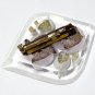 VINTAGE Pretty Clear Lilac & Pale Green Reversed Carved Lucite Floral BROOCH