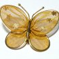 VINTAGE 1990-s Pretty Goldtone Metal Layered Mesh Winged Butterfly BROOCH