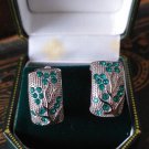 Vintage 1990-s Diopside Sterling Silver Earrings -5.82 grams