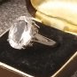 Vintage 1990-s Sterling Silver Natural Large Zircon Ring Size US 7, UK O