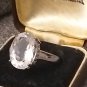Vintage 1990-s Sterling Silver Natural Large Zircon Ring Size US 7, UK O