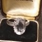 Vintage 1990-s Sterling Silver Natural Large Zircon Ring Size US 7, UK O