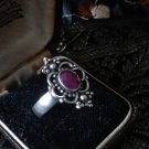 Antique Vintage Edwardian Ruby Sterling Silver Ring Hallmarked Size UK P, US 7.5
