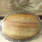 Antique Vintage Victorian Extremely Large and Heavy Silver Agate Brooch - 20.5 g