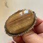 Antique Vintage Victorian Extremely Large and Heavy Silver Agate Brooch - 20.5 g