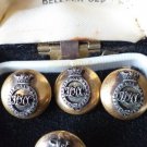 Vintage Military English Buttons x 4 in Original Old Box with Irish Harp.
