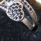 Antique Vintage 1940-s Sapphires Sterling Silver Ring Size UK N, US 6.5- .Heavy