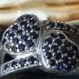 Antique Vintage 1940-s Sapphires Sterling Silver Ring Size UK N, US 6.5- .Heavy