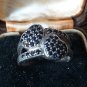 Antique Vintage 1940-s Sapphires Sterling Silver Ring Size UK N, US 6.5- .Heavy