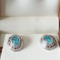 Vintage 1979 ShanOre Celtic Aquamarine 925 St Silver & 9 CT Gold Earrings Boxed.