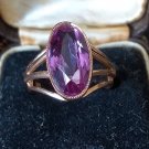 Antique Vintage 1917-s 14 CT Gold Large Amethyst Ring Size UK M, US 6.5 - Heavy!