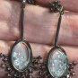 Vintage Unknown Age Black Oxidized Garnet 925 Sterling Silver Earrings -Heavy!